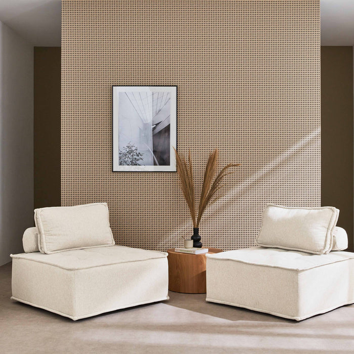 Set di 2 poltrone per divano modulare trapuntato, crema