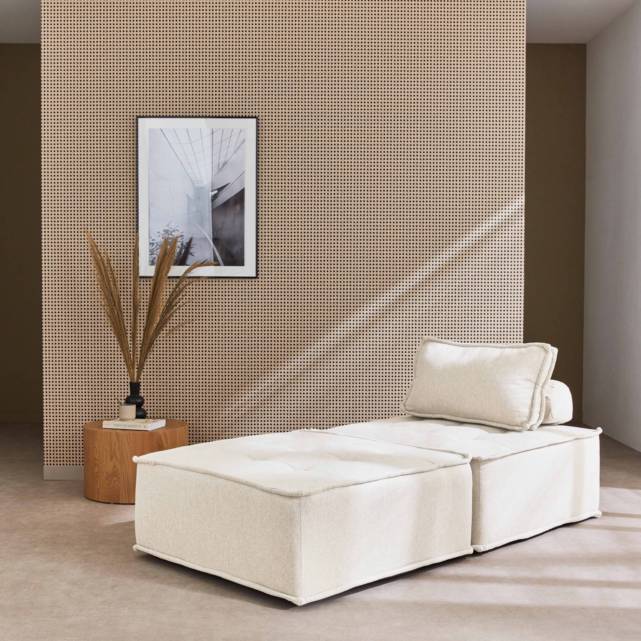 Set di 2 poltrone per divano modulare trapuntato, crema