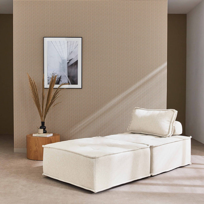 Set di 2 poltrone per divano modulare trapuntato, crema