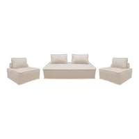 Set di poltrona per divano modulare in tessuto trapuntato 4 posti,