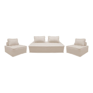 Set di poltrona per divano modulare in tessuto trapuntato 4 posti,