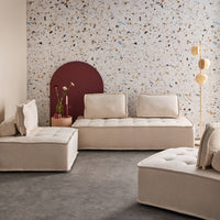 Set di poltrona per divano modulare in tessuto trapuntato 4 posti,