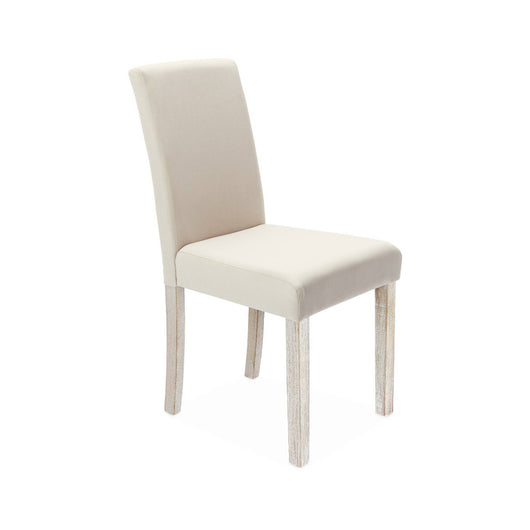 Set di 4 sedie in tessuto con gambe in legno, ecrù