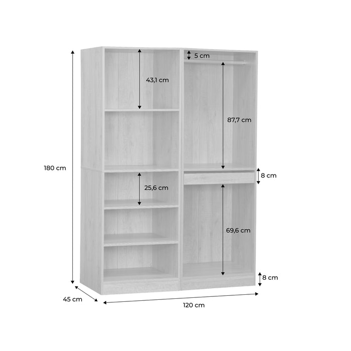 Armadio modulare con 2 elementi, marrone naturale
