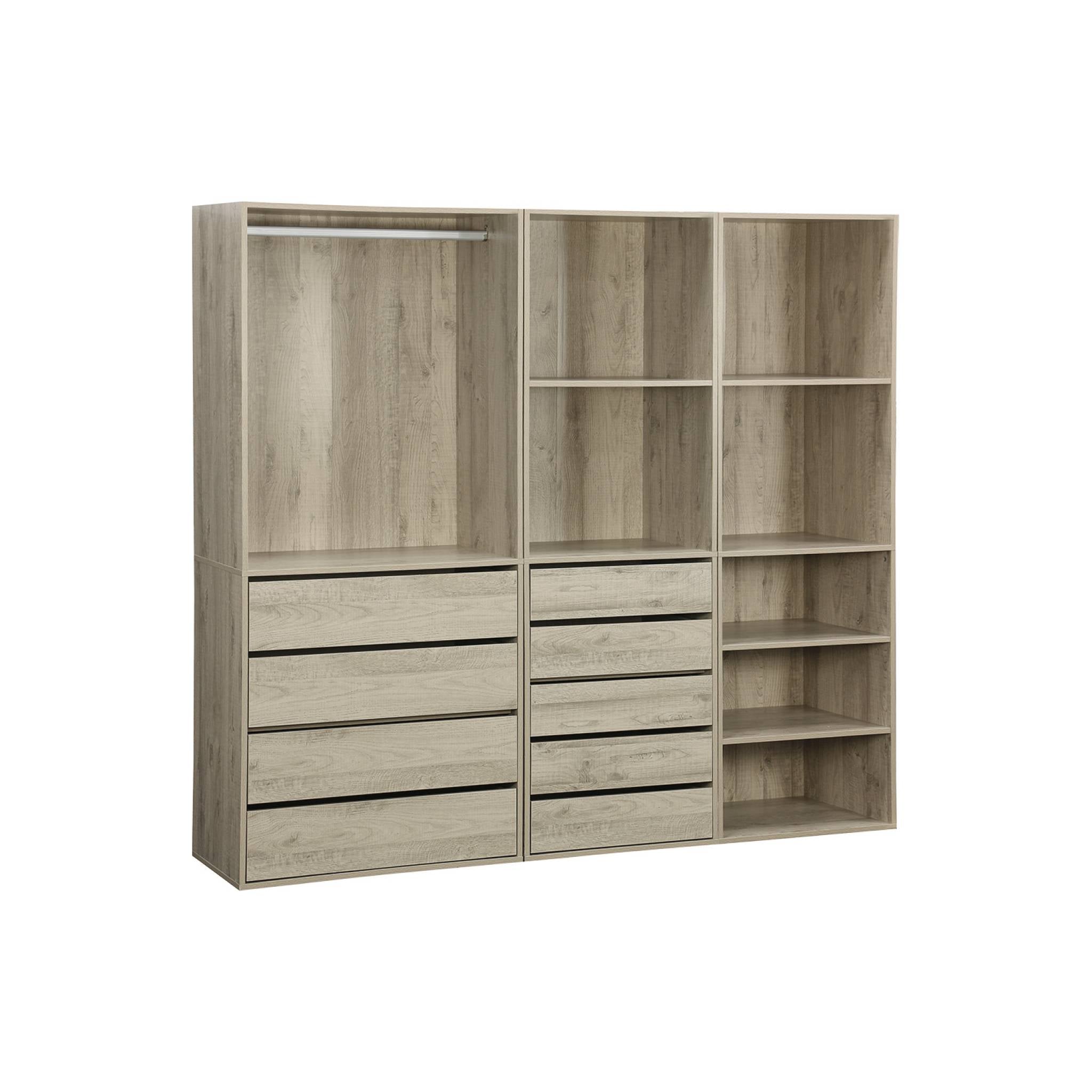 Armadio guardaroba modulare, 3 elementi, marrone naturale