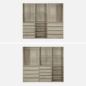 Armadio guardaroba modulare, 3 elementi, marrone naturale