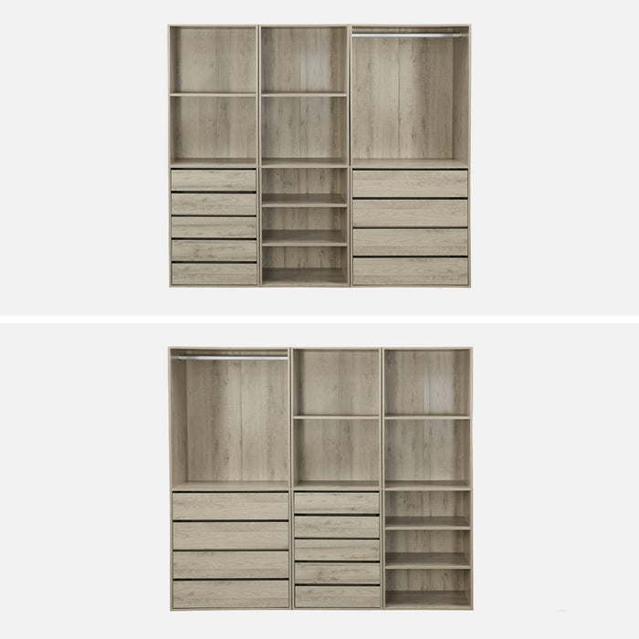 Armadio guardaroba modulare, 3 elementi, marrone naturale