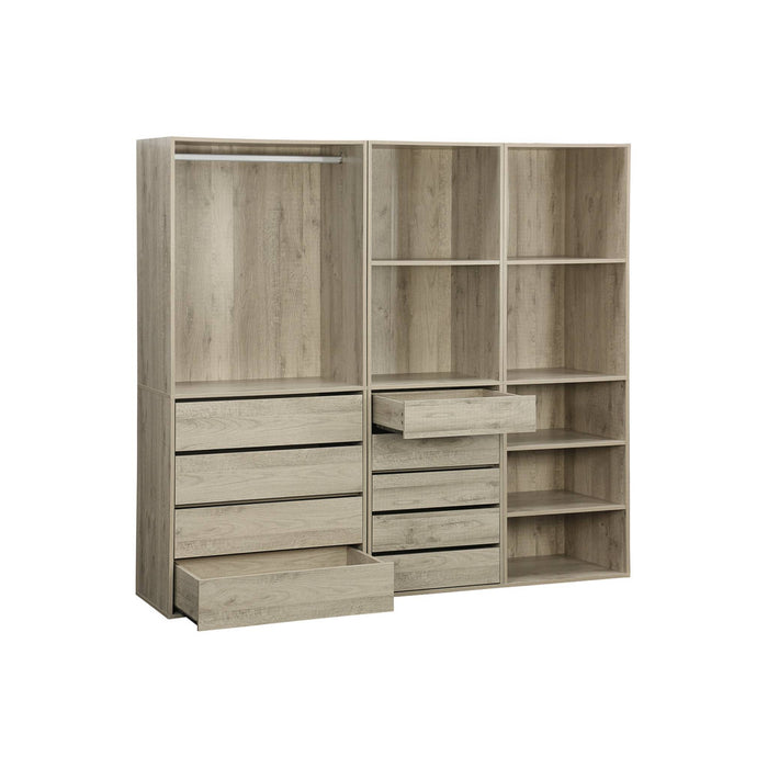 Armadio guardaroba modulare, 3 elementi, marrone naturale