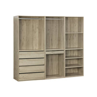 Armadio guardaroba modulare con 3 elementi, marrone naturale