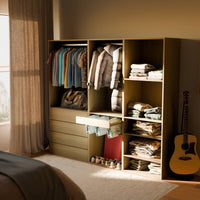 Armadio guardaroba modulare con 3 elementi, marrone naturale