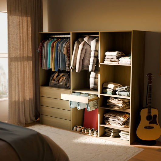 Armadio guardaroba modulare con 3 elementi, marrone naturale