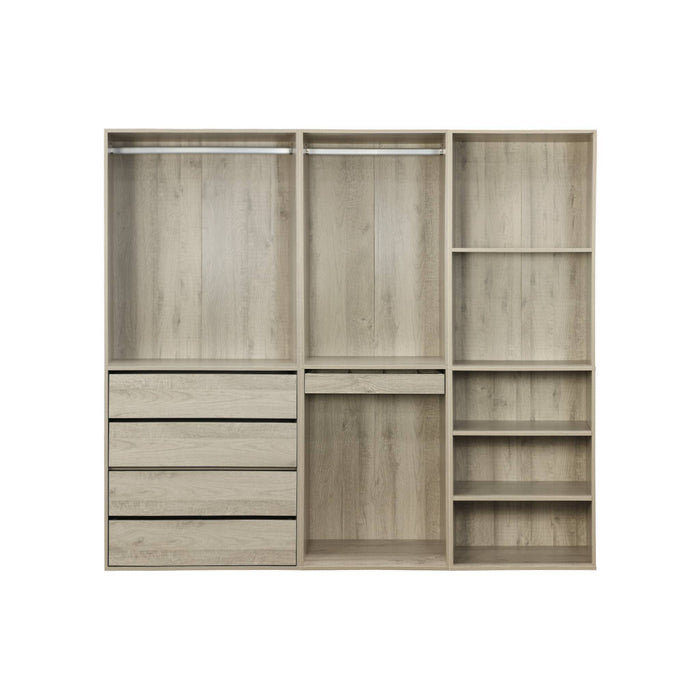 Armadio guardaroba modulare con 3 elementi, marrone naturale
