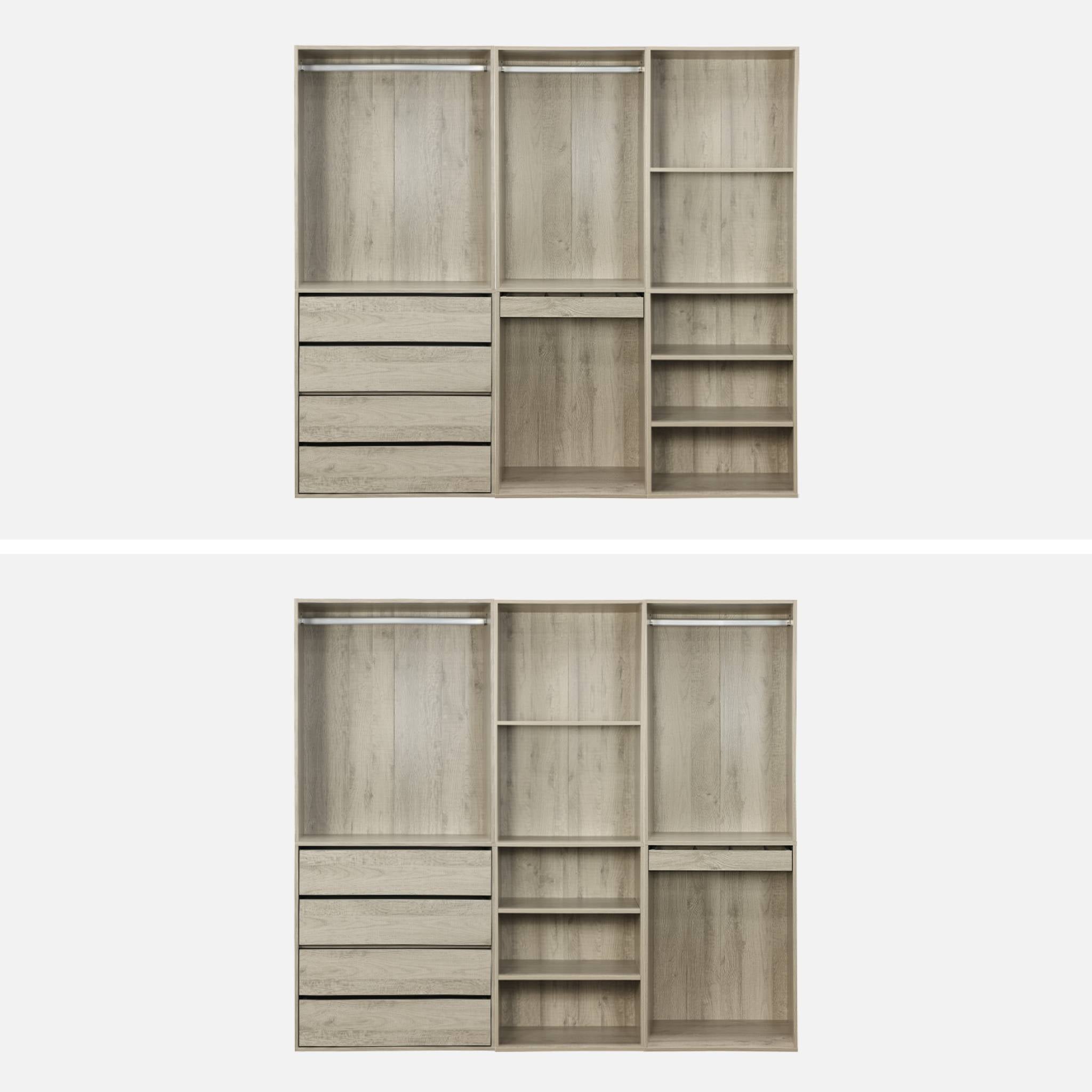 Armadio guardaroba modulare con 3 elementi, marrone naturale