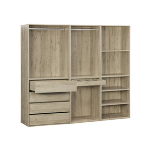 Armadio guardaroba modulare con 3 elementi, marrone naturale