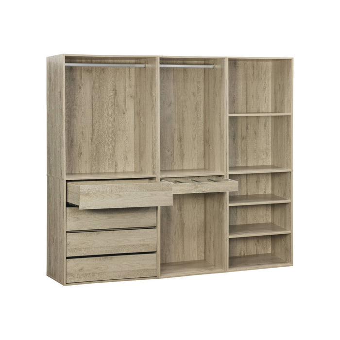 Armadio guardaroba modulare con 3 elementi, marrone naturale