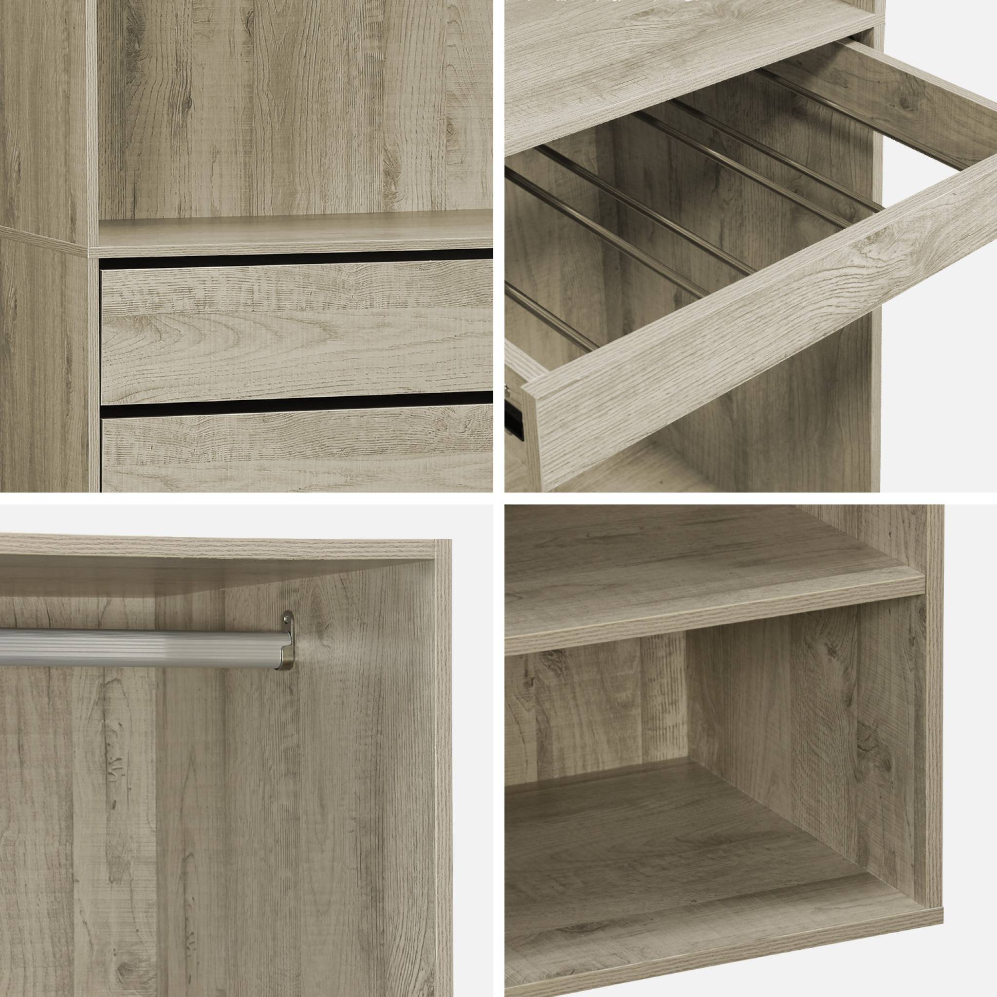 Armadio guardaroba modulare con 3 elementi, marrone naturale