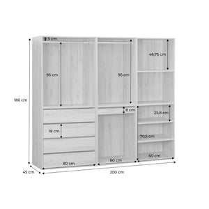 Armadio guardaroba modulare con 3 elementi, marrone naturale