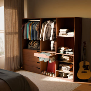 Armadio guardaroba modulare con 3 elementi, marrone