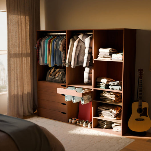 Armadio guardaroba modulare con 3 elementi, marrone