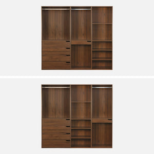 Armadio guardaroba modulare con 3 elementi, marrone