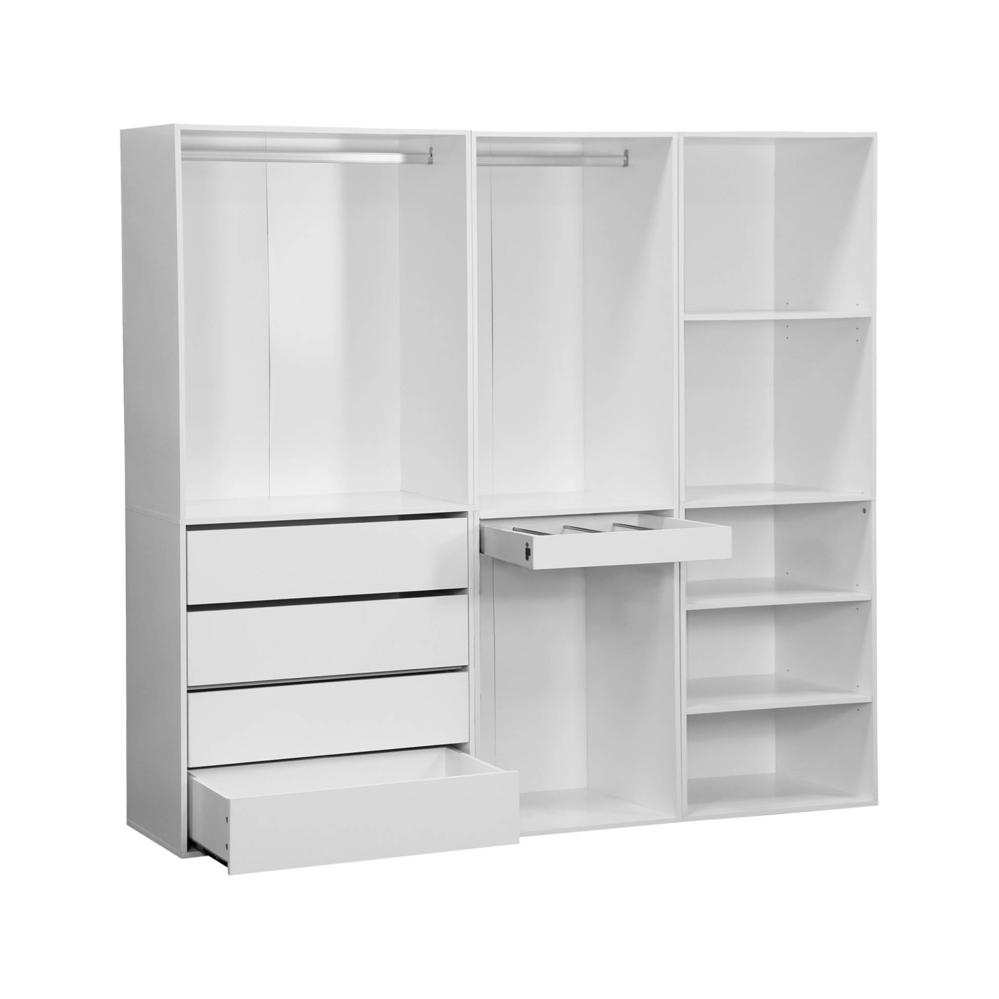 Armadio guardaroba modulare con 3 elementi, bianco