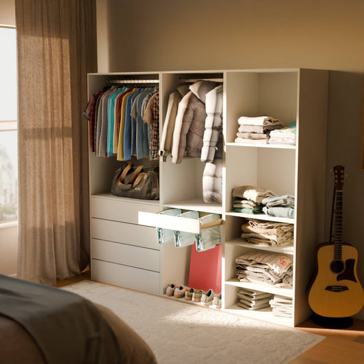 Armadio guardaroba modulare con 3 elementi, bianco