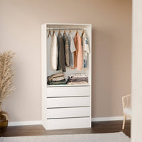 Modulo guardaroba con 4 cassetti e 1 spazio per appendersi, bianco