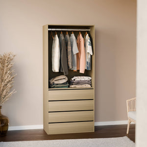 Modulo guardaroba con 4 cassetti e 1 spazio per appendersi, marrone