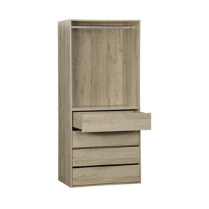 Modulo guardaroba con 4 cassetti e 1 spazio per appendersi, marrone