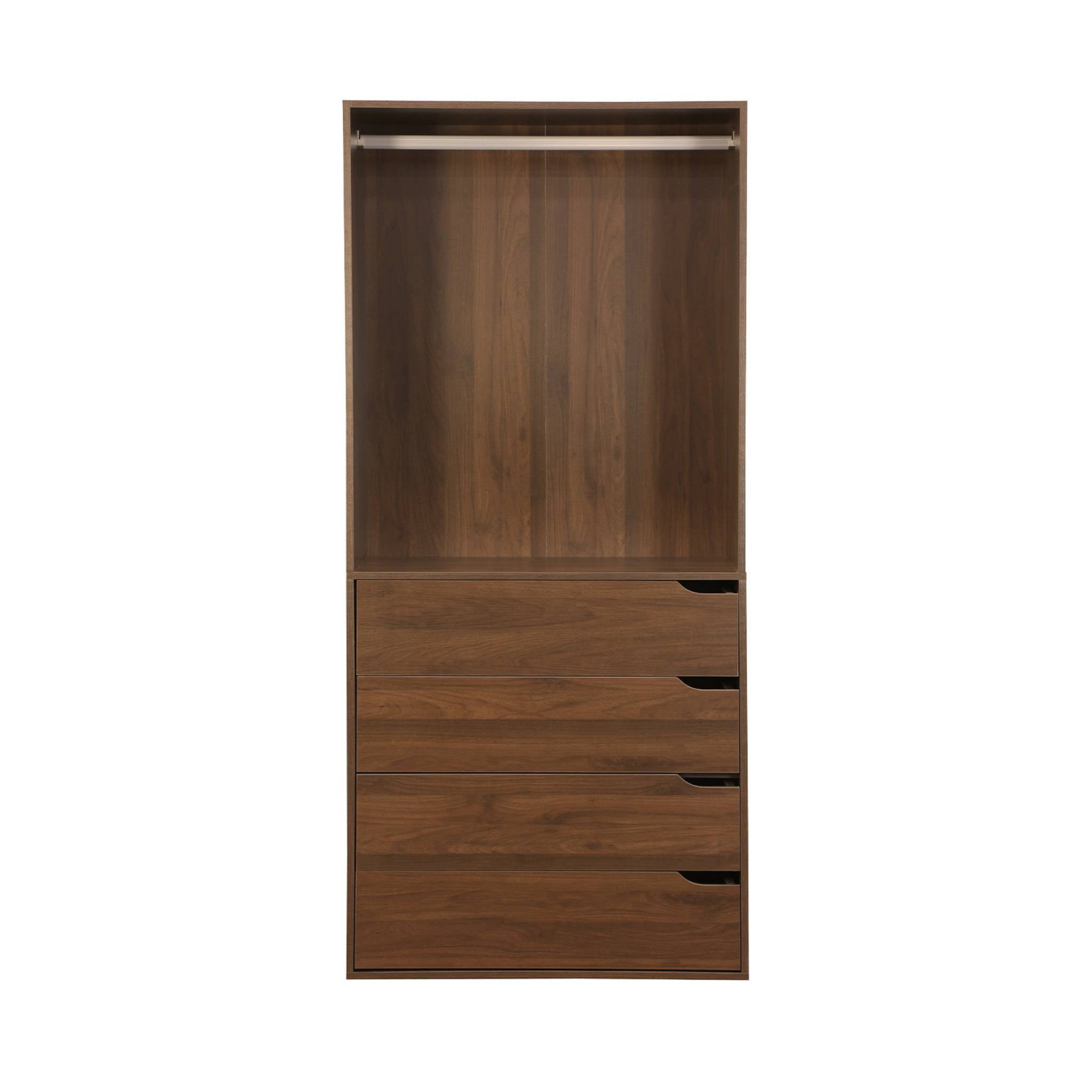 Modulo guardaroba con 4 cassetti e 1 spazio per appendersi, marrone