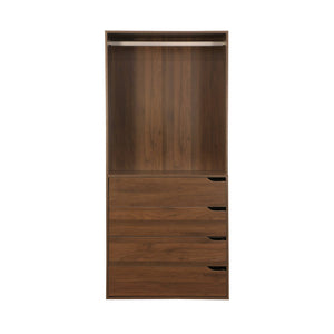 Modulo guardaroba con 4 cassetti e 1 spazio per appendersi, marrone