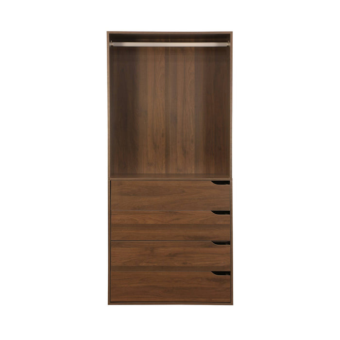 Modulo guardaroba con 4 cassetti e 1 spazio per appendersi, marrone