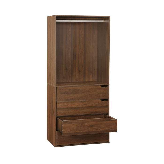 Modulo guardaroba con 4 cassetti e 1 spazio per appendersi, marrone