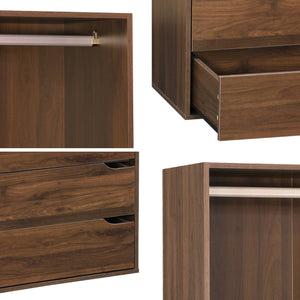 Modulo guardaroba con 4 cassetti e 1 spazio per appendersi, marrone