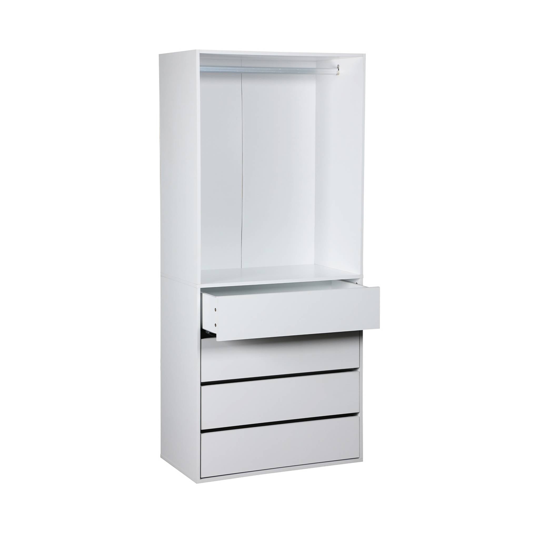 Modulo guardaroba con 4 cassetti e 1 spazio per appendersi, bianco