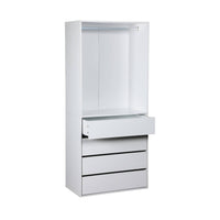 Modulo guardaroba con 4 cassetti e 1 spazio per appendersi, bianco