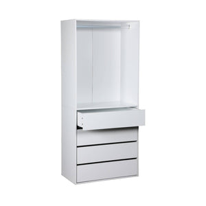 Modulo guardaroba con 4 cassetti e 1 spazio per appendersi, bianco