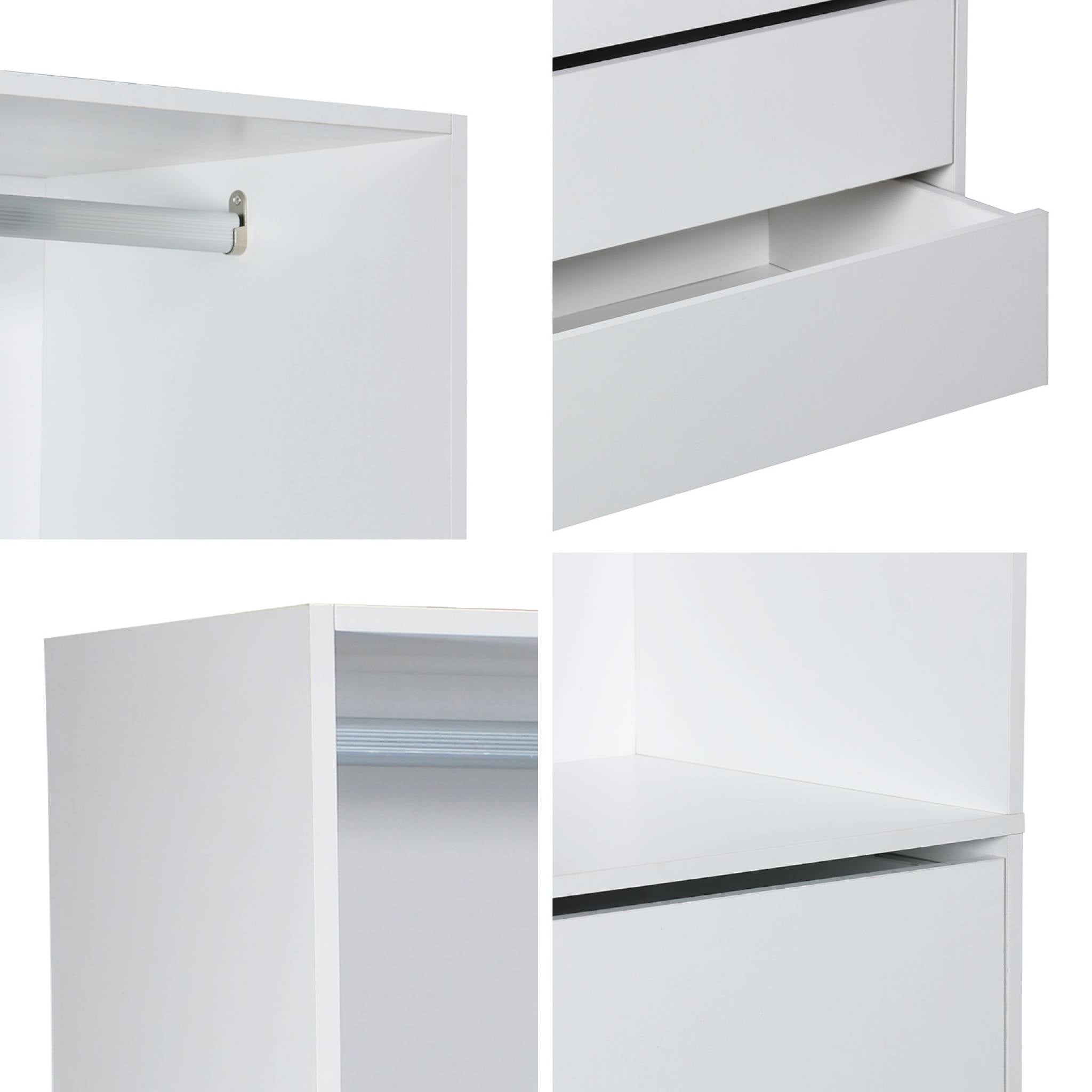 Modulo guardaroba con 4 cassetti e 1 spazio per appendersi, bianco