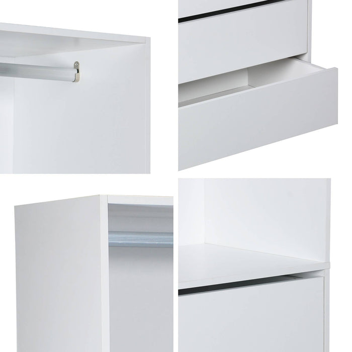 Modulo guardaroba con 4 cassetti e 1 spazio per appendersi, bianco
