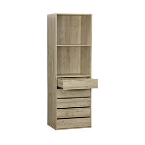 Modulo armadio con 5 cassetti e 2 ripiani, marrone naturale