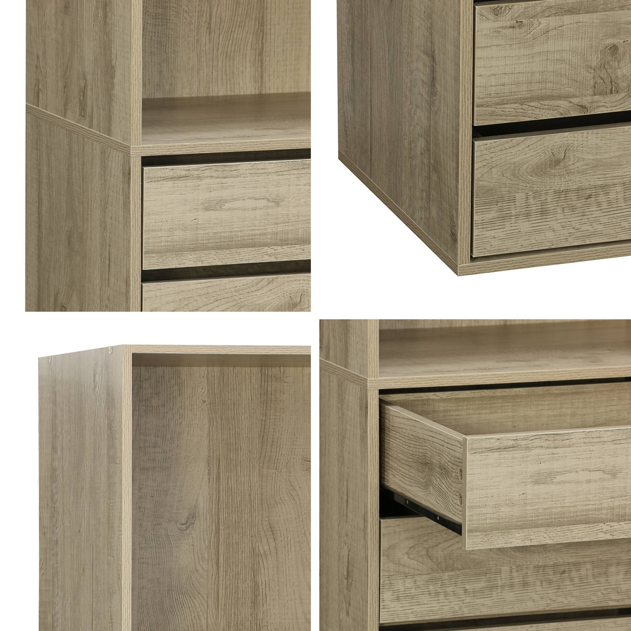 Modulo armadio con 5 cassetti e 2 ripiani, marrone naturale