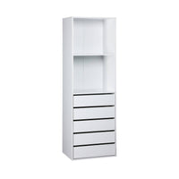 Modulo armadio con 5 cassetti e 2 ripiani, bianco