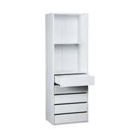 Modulo armadio con 5 cassetti e 2 ripiani, bianco