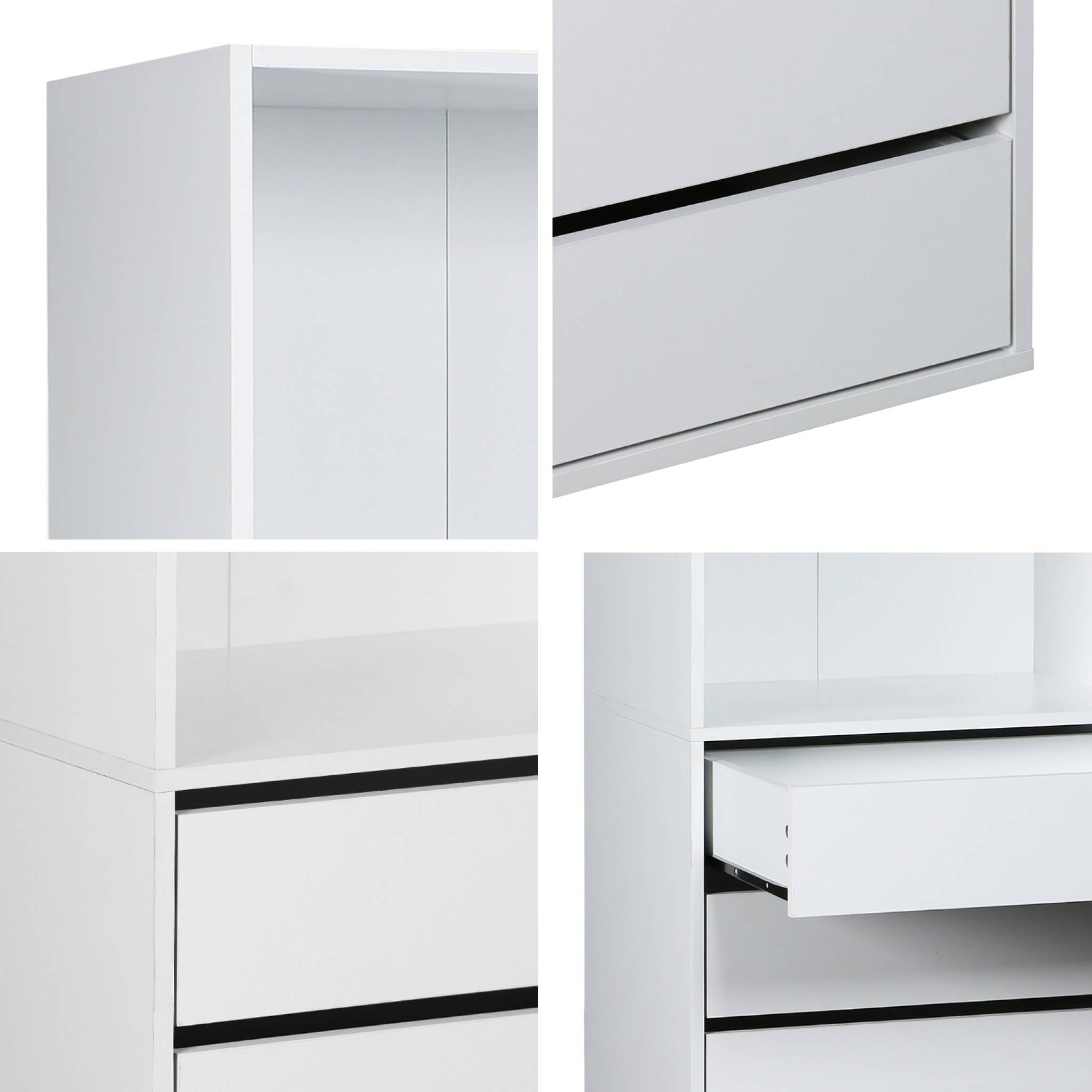 Modulo armadio con 5 cassetti e 2 ripiani, bianco