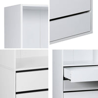 Modulo armadio con 5 cassetti e 2 ripiani, bianco