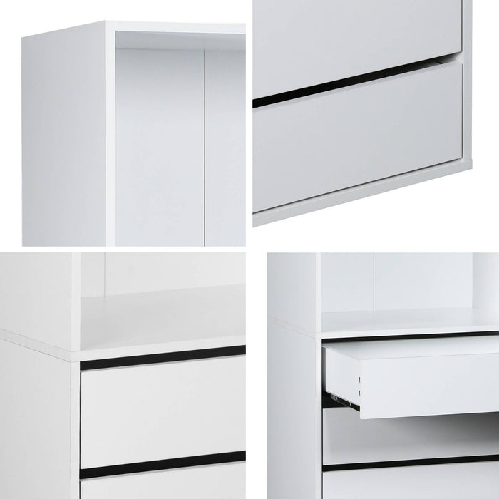 Modulo armadio con 5 cassetti e 2 ripiani, bianco