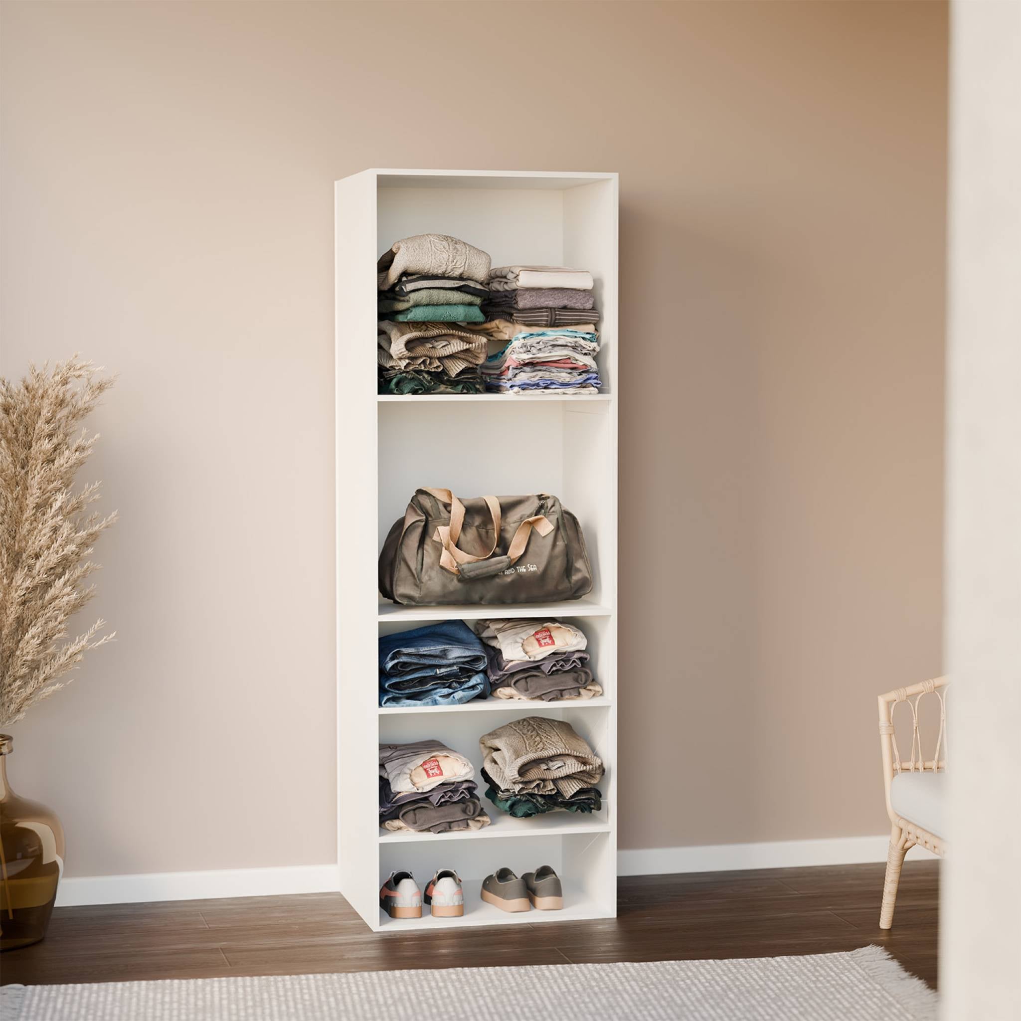 Modulo armadio con 5 ripiani, bianco