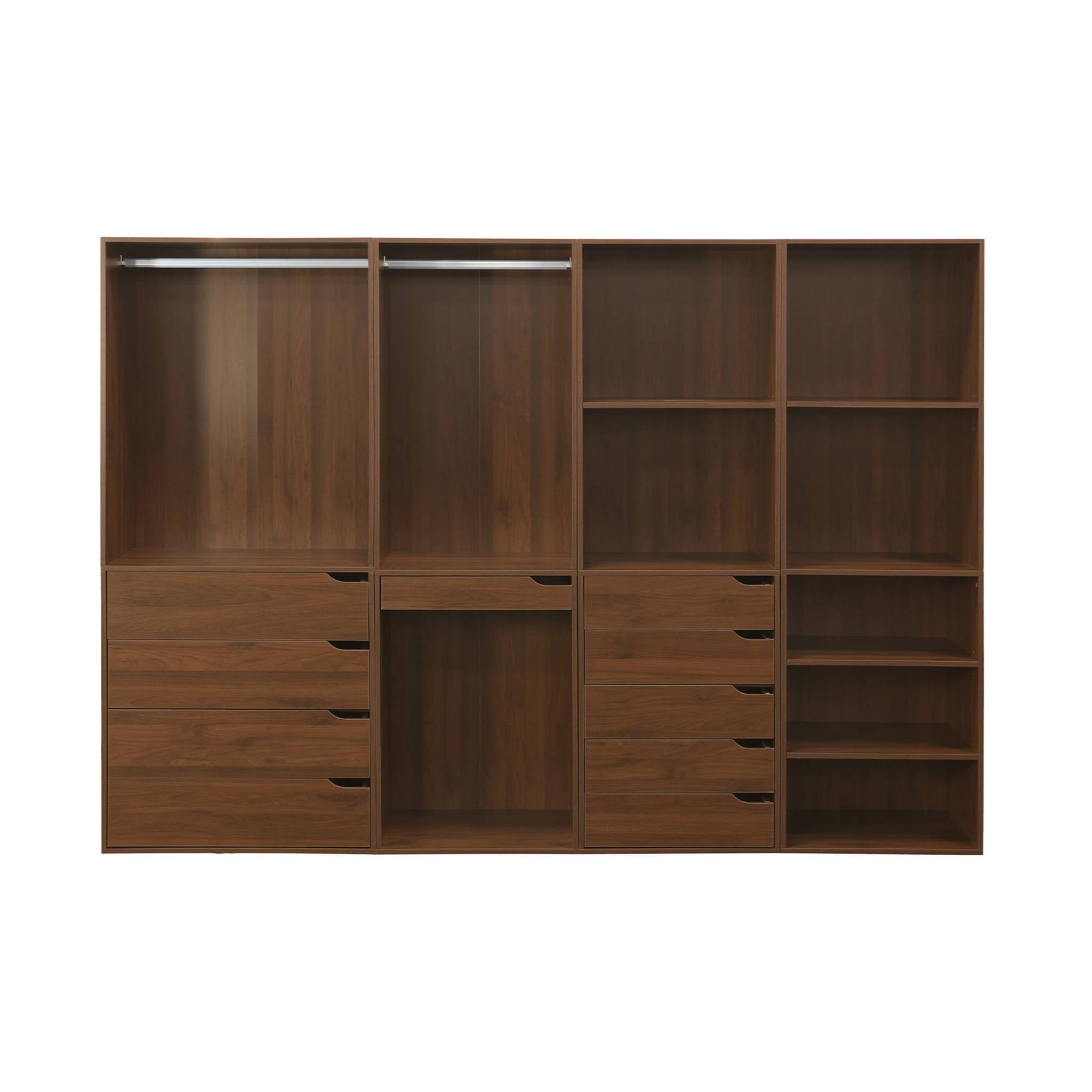 Kit armadio modulare con 4 unità, marrone