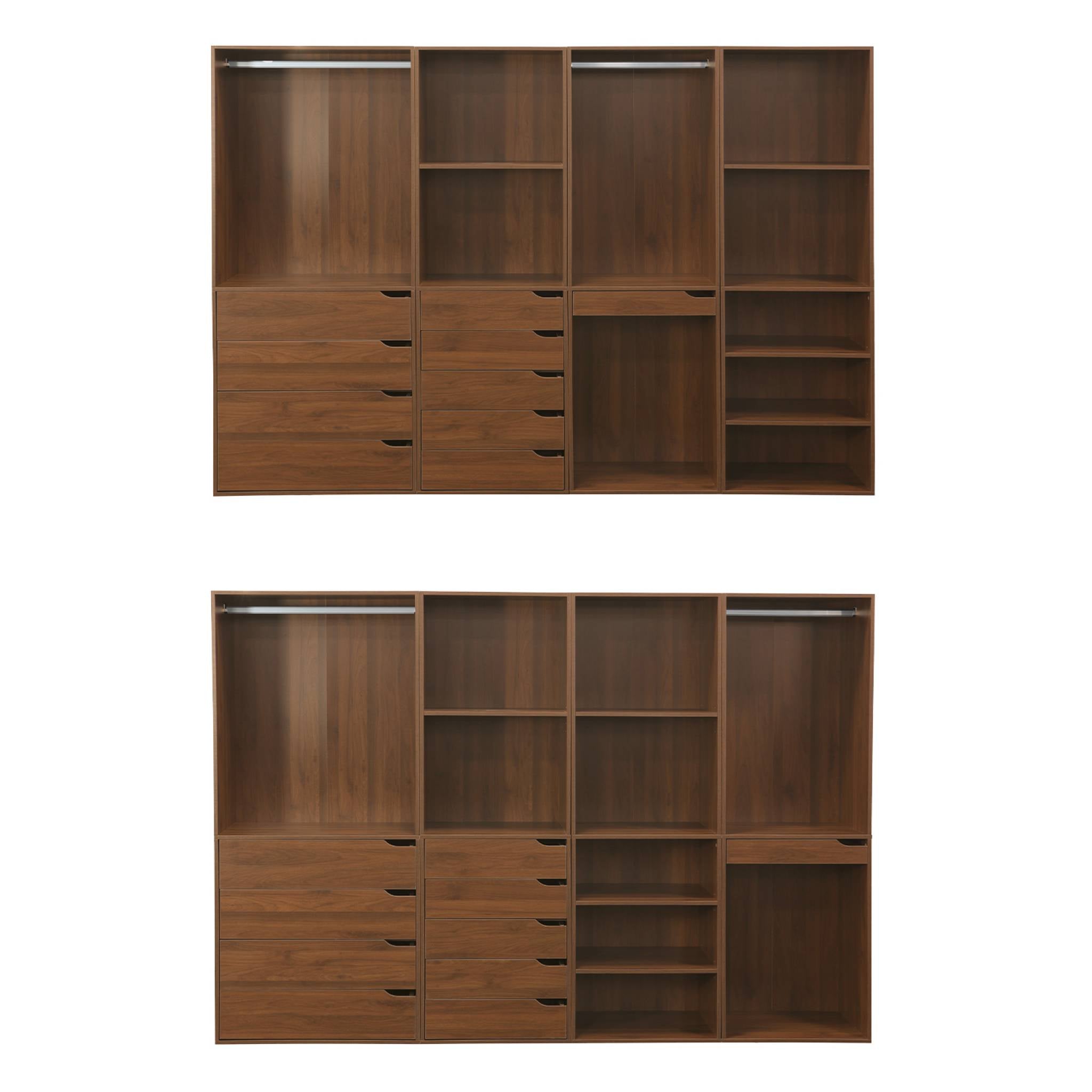 Kit armadio modulare con 4 unità, marrone