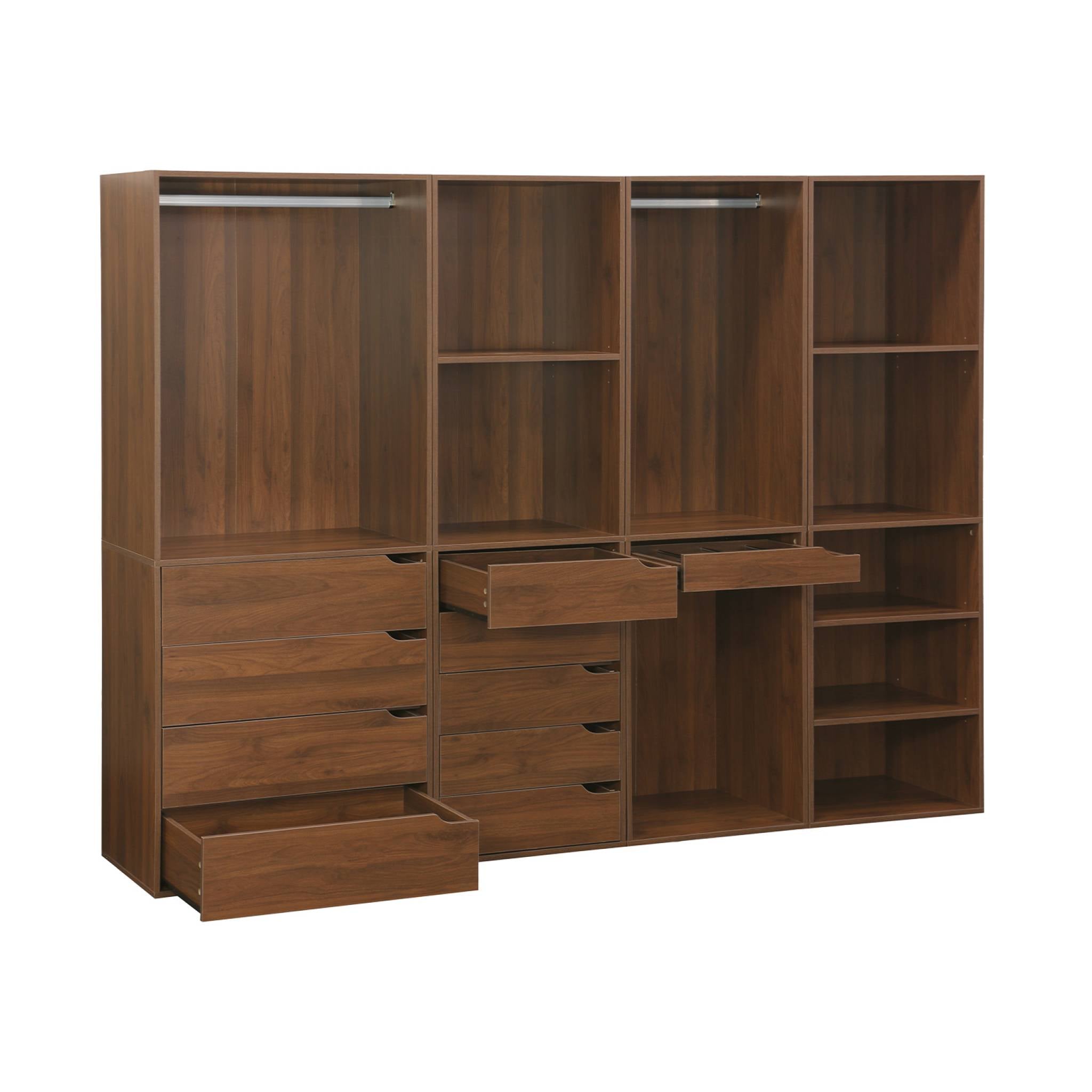 Kit armadio modulare con 4 unità, marrone